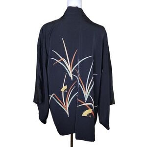 Vintage Handmade Chinese Traditional Kimono Bamboo Mens Size L Black